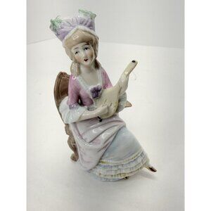 Vintage Porcelain Figurine Of Woman Playing Lute #17968 Made In Germany